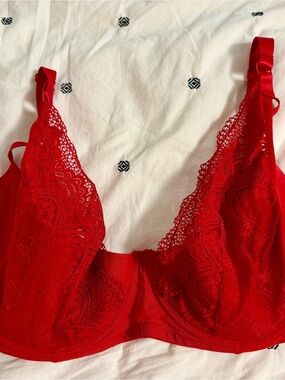 Adore Me Red Lace Underwire Bra